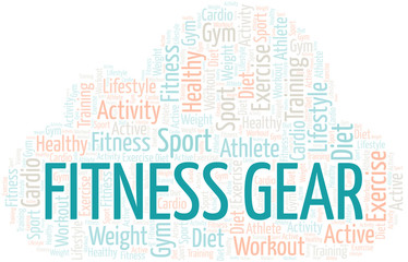 Obraz premium Fitness Gear word cloud. Wordcloud made with text only.