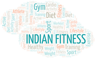 Obraz premium Indian Fitness word cloud. Wordcloud made with text only.