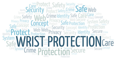 Wrist Protection word cloud. Wordcloud made with text only.