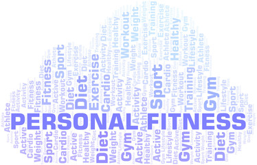 Personal Fitness word cloud. Wordcloud made with text only.