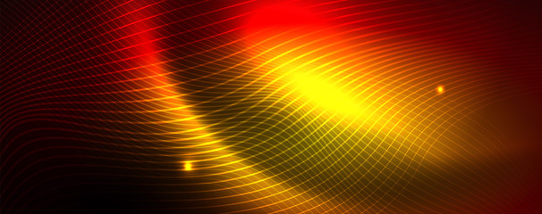 Shiny neon lines techno magic futuristic background, magic energy space light concept, abstract background wallpaper design