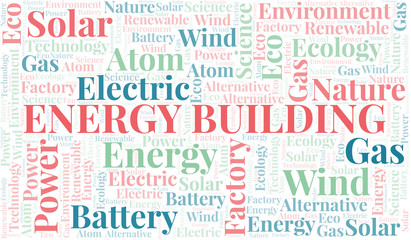 Energy Building word cloud. Wordcloud made with text only.