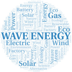 Wave Energy word cloud. Wordcloud made with text only.