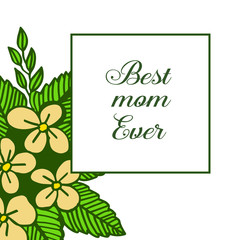 Vector illustration style of card best mom with pattern yellow wreath frame