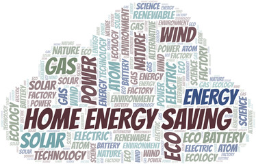 Obraz premium Home Energy Saving word cloud. Wordcloud made with text only.