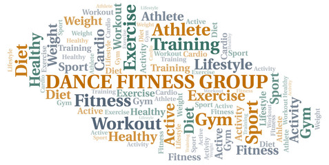 Dance Fitness Group word cloud. Wordcloud made with text only.