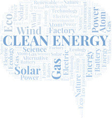 Fototapeta premium Clean Energy word cloud. Wordcloud made with text only.