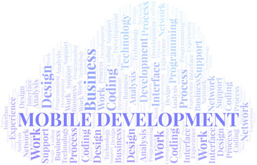 Obraz premium Mobile Development word cloud. Wordcloud made with text only.