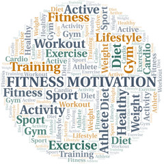 Fitness Motivation word cloud. Wordcloud made with text only.