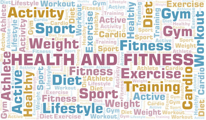 Fototapeta premium Health And Fitness word cloud. Wordcloud made with text only.