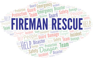 Obraz premium Fireman Rescue Word Cloud. Wordcloud Made With Text.
