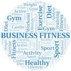 Business Fitness word cloud. Wordcloud made with text only.