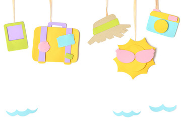 Summer bunting paper cut on white background - isolated