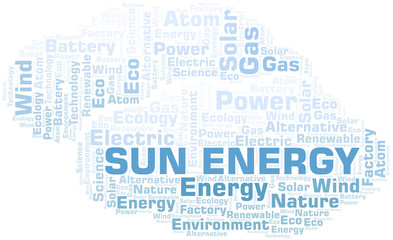 Sun Energy word cloud. Wordcloud made with text only.