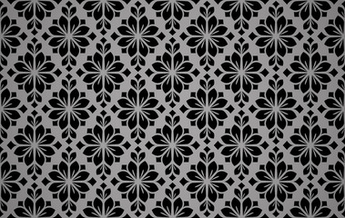 Flower geometric pattern. Seamless vector background. Black ornament. Ornament for fabric, wallpaper, packaging. Decorative print