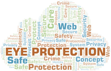 Eye Protection word cloud. Wordcloud made with text only.