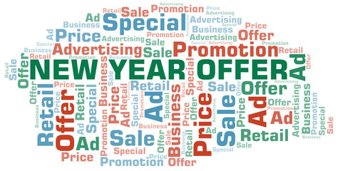 New Year Offer word cloud. Wordcloud made with text only.