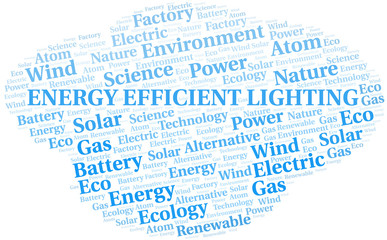 Energy Efficient Lighting word cloud. Wordcloud made with text only.