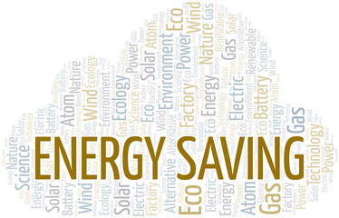 Obraz premium Energy Saving word cloud. Wordcloud made with text only.