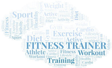 Obraz premium Fitness Trainer word cloud. Wordcloud made with text only.