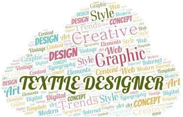 Fototapeta premium Textile Designer word cloud. Wordcloud made with text only.