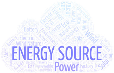 Obraz premium Energy Source word cloud. Wordcloud made with text only.