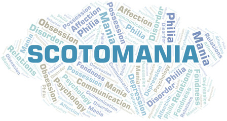 Obraz premium Scotomania word cloud. Type of mania, made with text only.