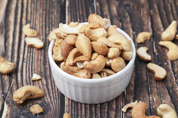 A bowl with cashew nuts	