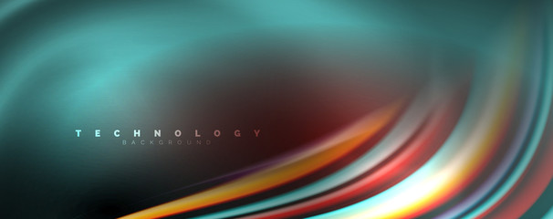 Fluid color swirls on black. Modern background with trendy design