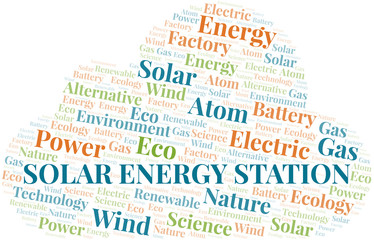 Fototapeta premium Solar Energy Station word cloud. Wordcloud made with text only.