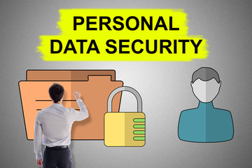 Personal data security concept drawn by a man