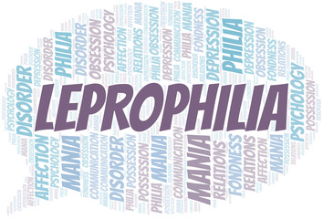 Obraz premium Leprophilia word cloud. Type of Philia.