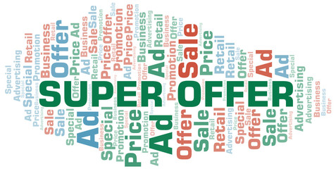 Super Offer word cloud. Wordcloud made with text only.