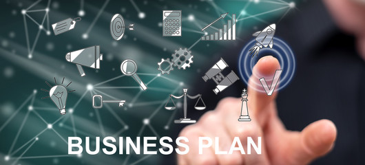Man touching a business plan concept