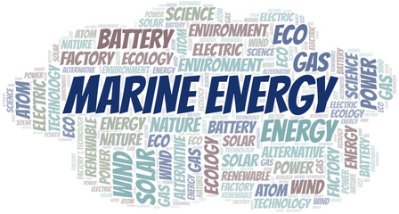 Obraz premium Marine Energy word cloud. Wordcloud made with text only.