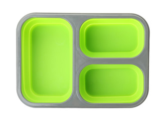 Empty school lunch box on white background