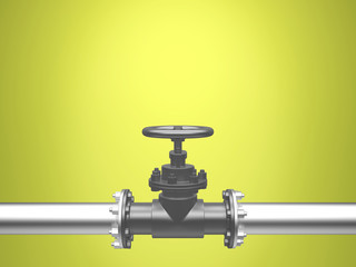 Industrial Pipe Valve on yellow background