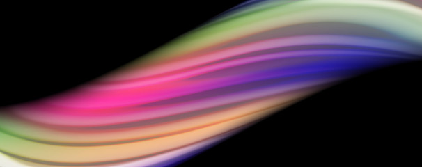 Modern rainbow liquid color flow colorful poster. Wave Liquid shape in black color background. Abstract composition