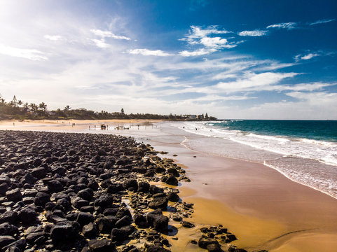 Aerial drone view of Bargara beach and surroundings, Queensland, Australia
