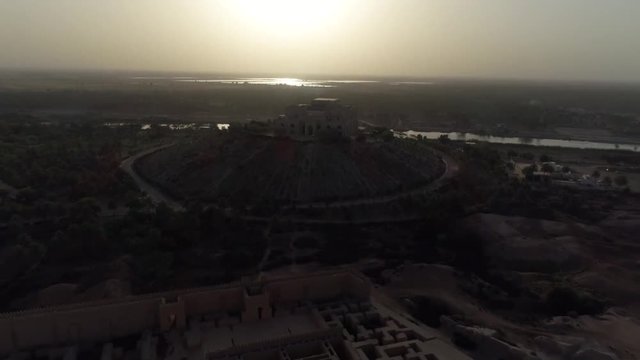 Drone shot of the ancient city of Babylon in Iraq