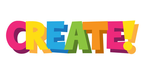 CREATE! cartoon-style hand lettering banner