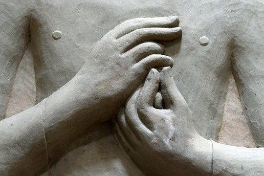 Hand of stone Buddha image