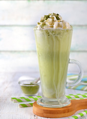 Frappe with green tea matcha