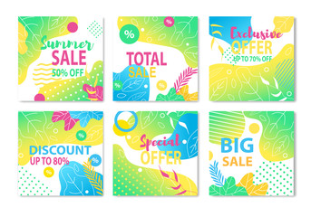 Fototapeta na wymiar Discount and Sales Offers Colorful Flat Cards Set