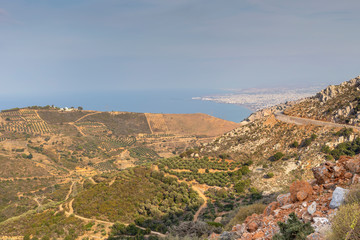 View of the bay and farmland from a height