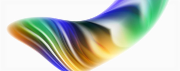 Modern techno Fluid color flow on white colorful poste. Art for your design