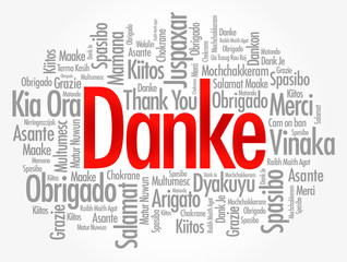 Fototapeta premium Danke (Thank You in German) word cloud background in different languages