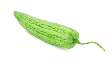 Bitter gourd or bitter melon, balsam pear, cucumber isolated