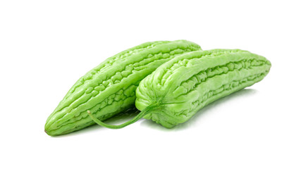 Bitter gourd or bitter melon, balsam pear, cucumber isolated