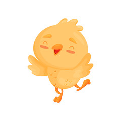 Cartoon chicken dancing. Vector illustration on white background.